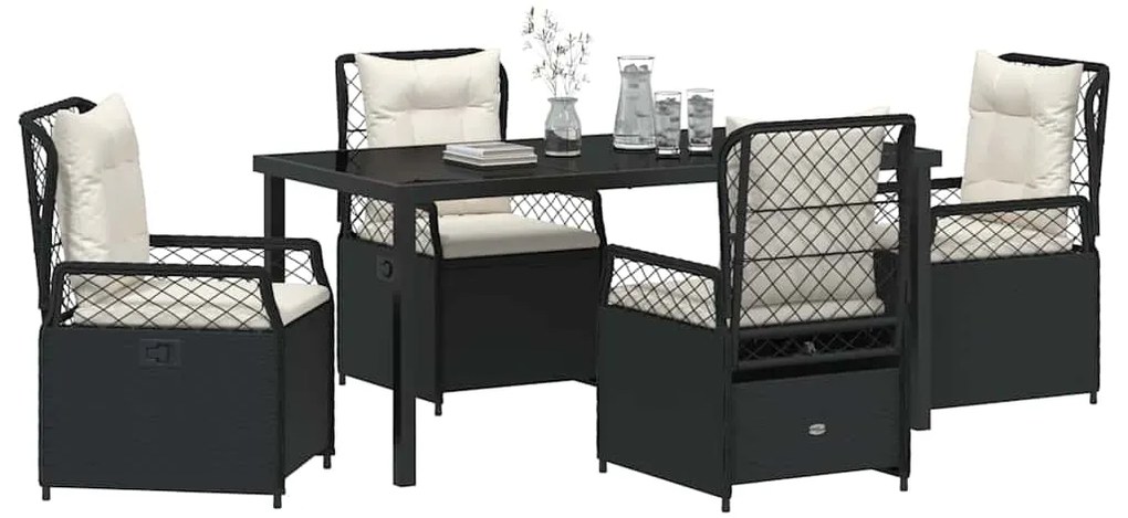 vidaXL Σέτ φαγητού για κήπο 5 pcs Μαύρο συνθετικό ρατάν