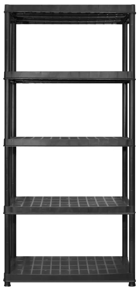 vidaXL Ραφιέρα Αποθήκευσης 5 Επιπέδων Μαύρη 366x45,7x185 εκ. Πλαστική