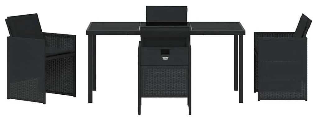 vidaXL Σέτ φαγητού για κήπο με μαξιλάρι 5 pcs Μαύρο συνθετικό ρατάν