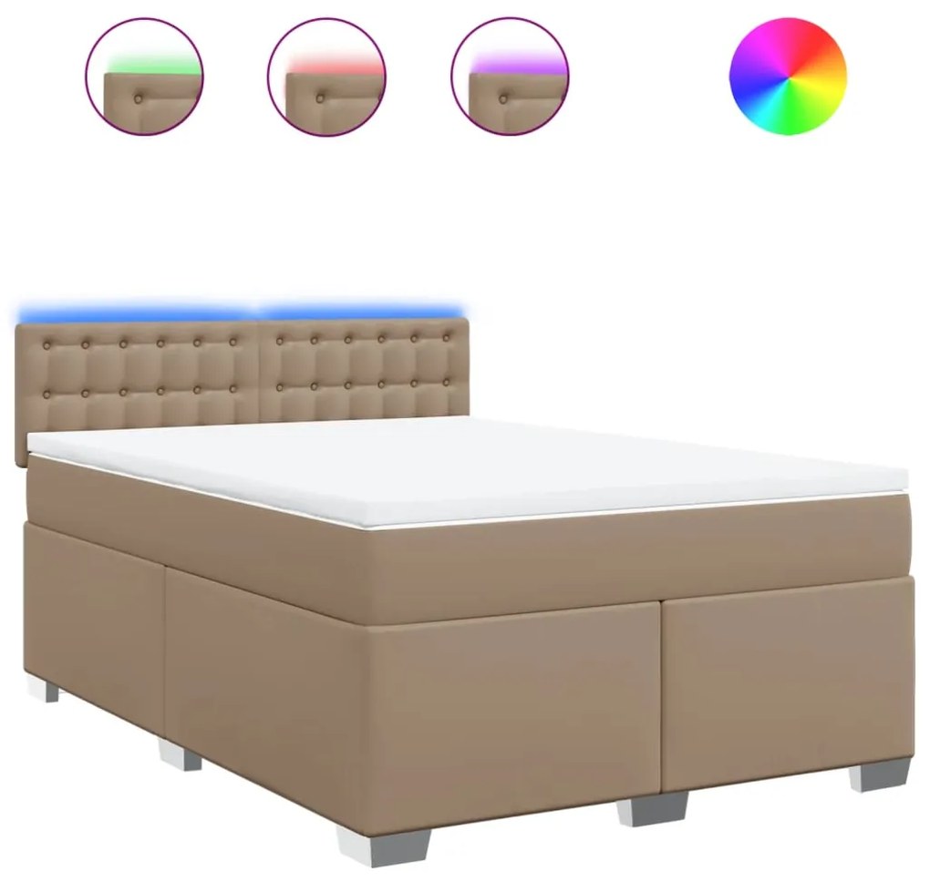 vidaXL Κρεβάτι Boxspring με Στρώμα Καπουτσίνο 160x200εκ.από Συνθ.Δέρμα