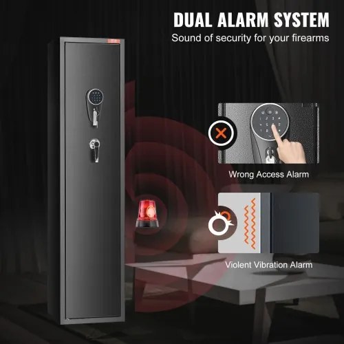 VEVOR 7-8 Rifles Gun Safe, Rifle Safe with Digital Keypad &amp; Lock, Gun Storage Cabinet for Shotguns with Built-in Storage Locker, Removable Storage Shelf for Home Long Gun and Pistols