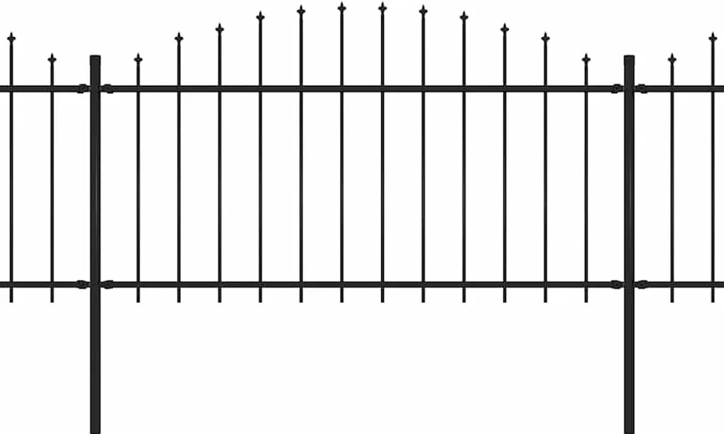 vidaXL Φράχτης Κήπου με Κορυφή Δόρυ Μαύρος Ατσάλινος 537 x 150 εκ.