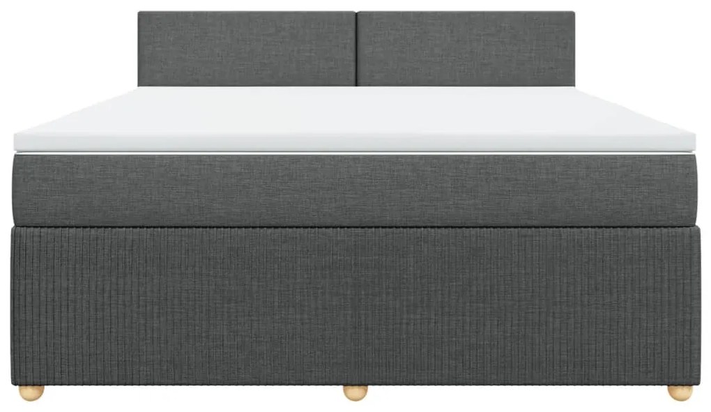 Κρεβάτι Boxspring με Στρώμα Σκούρο Γκρι 180x200 εκ Υφασμάτιν - Γκρι