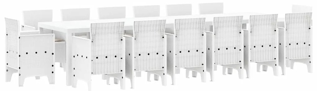 vidaXL Σέτ φαγητού για κήπο 15 pcs Λευκό Rattan Polt