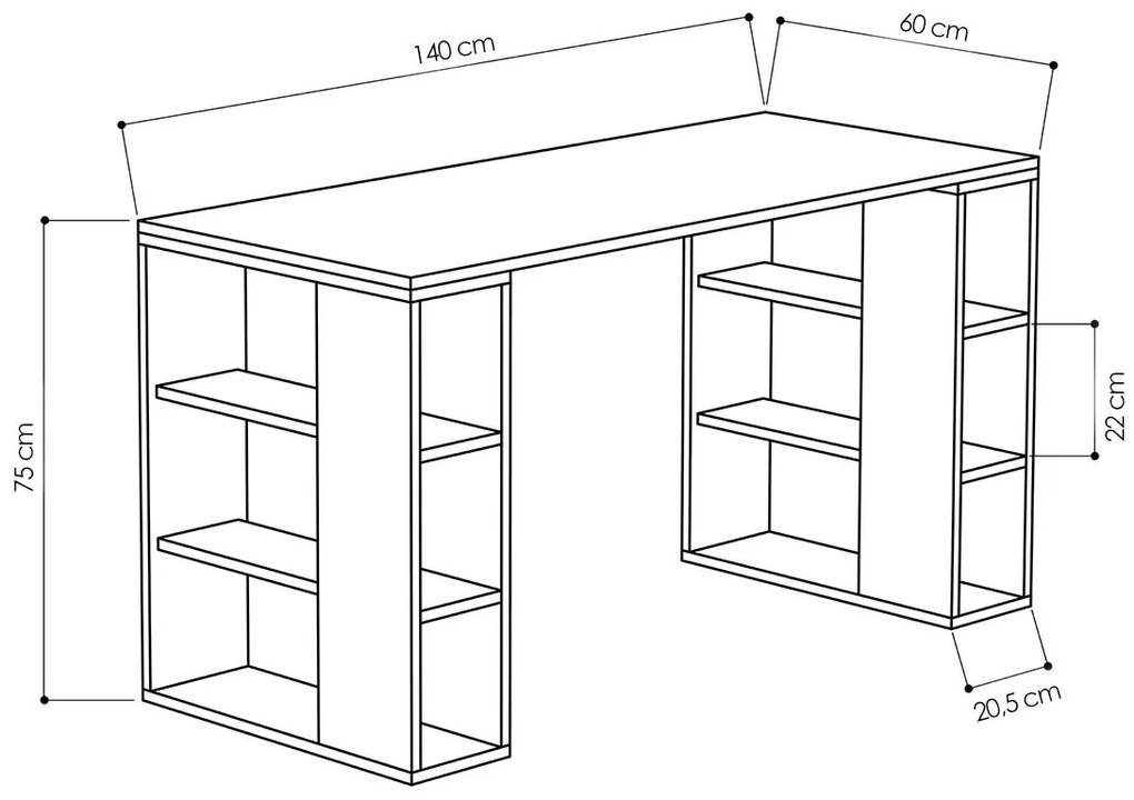Γραφείο Colmar χρώμα λευκό -σκούρο φυσικό 140x60x75εκ 140x60x75 εκ.