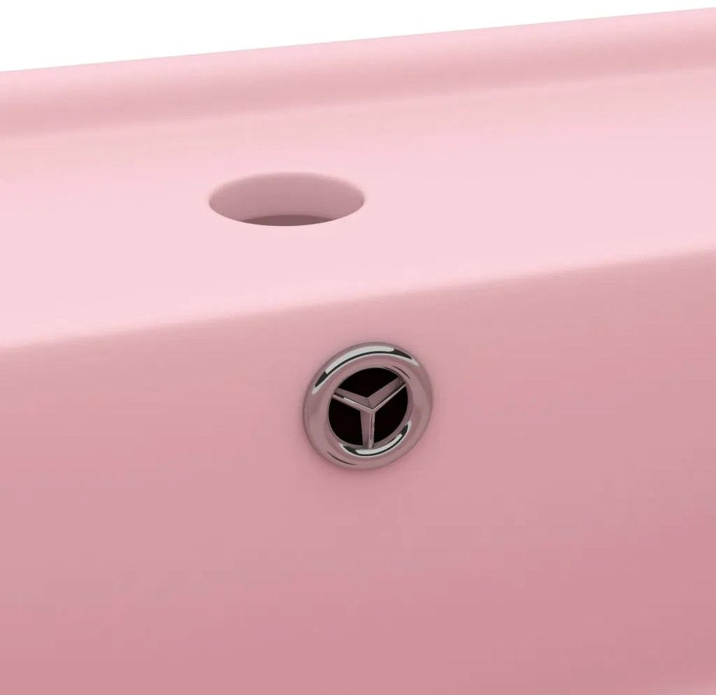 vidaXL Νιπτήρας με Υπερχείλιση Τετράγωνος Ροζ Ματ 41x41 εκ. Κεραμικός