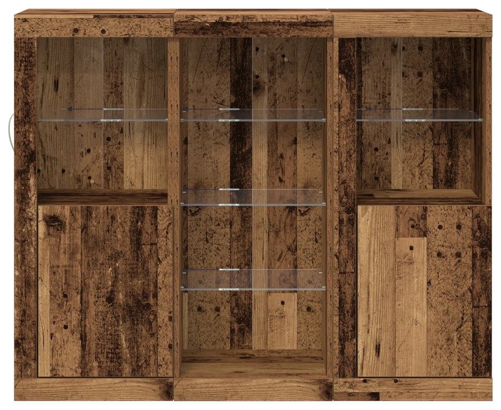 vidaXL Μπουφές με LED φώτα από Παλιό ξύλο 123x37x100 εκ. Επεξεργασμένο ξύλο