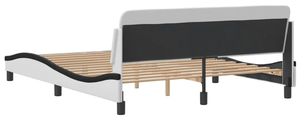 vidaXL Πλαίσιο Κρεβατιού Dover Λευκό/Μαύρο 160x200εκ Συνθ. Δέρμα