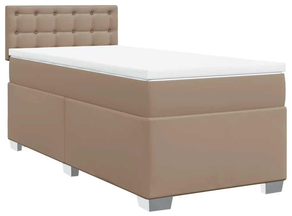 Κρεβάτι Boxspring με Στρώμα Καπουτσίνο 80x200 εκ. Συνθ. Δέρμα - Καφέ