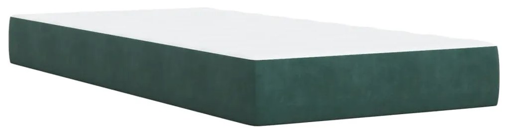 vidaXL Κρεβάτι Boxspring με Στρώμα Σκούρο Πράσινο 90x190 εκ. Βελούδινο