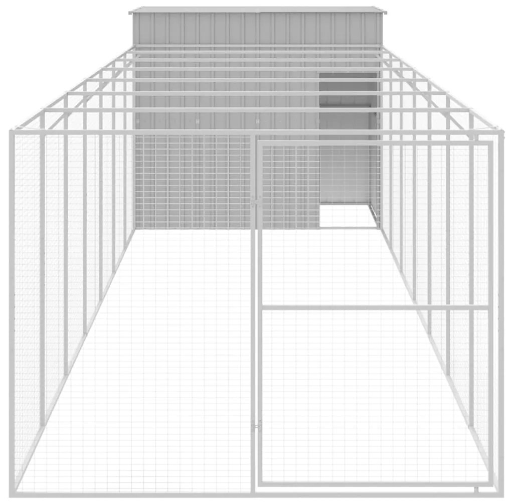 vidaXL Σπιτάκι Σκύλου με Αυλή Αν. Γκρι 214x865x181 εκ. Γαλβαν. Χάλυβας