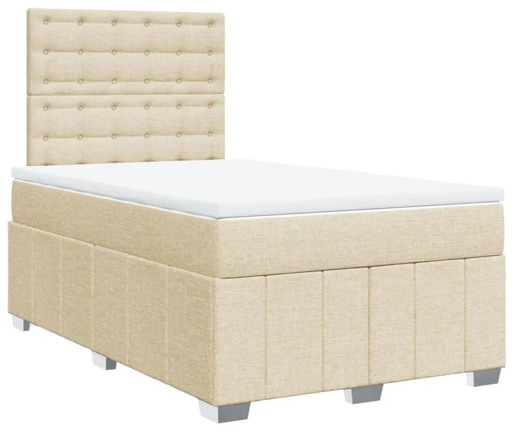 ΚΡΕΒΑΤΙ BOXSPRING ΜΕ ΣΤΡΩΜΑ ΚΡΕΜ 120X190 ΕΚ. ΥΦΑΣΜΑΤΙΝΟ 3291626