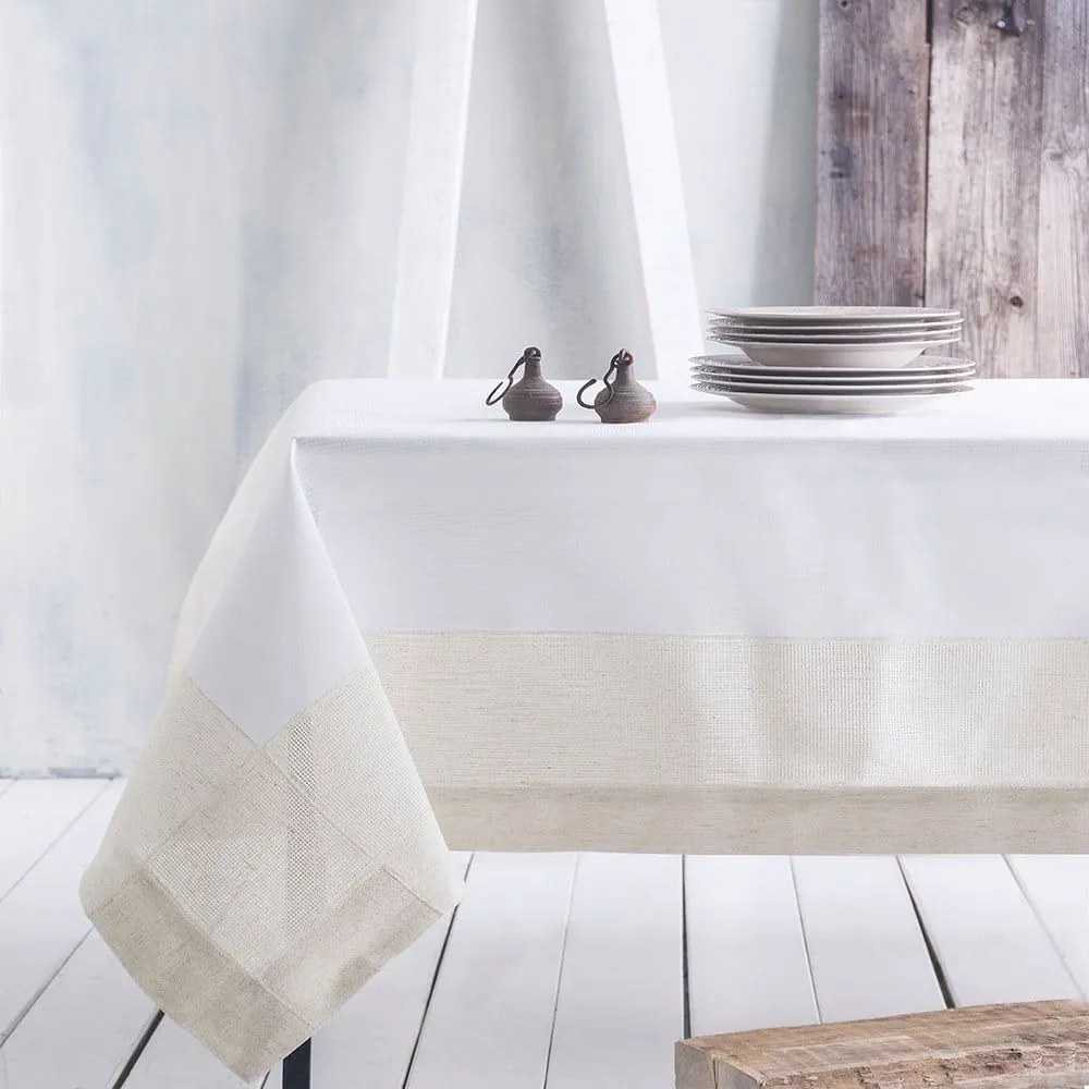Τραπεζομάντηλο Ellery White-Beige Ρυθμός 140X180 140x180cm Linen-Polyester