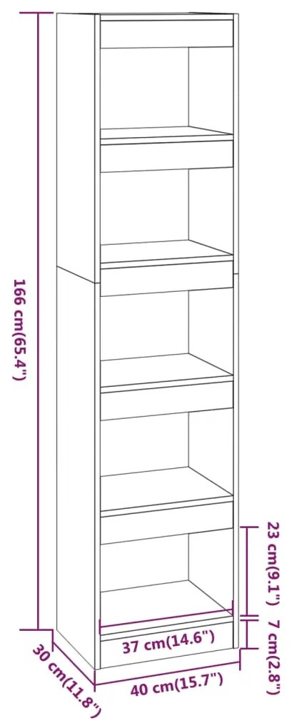 vidaXL Βιβλιοθήκη/Διαχωριστικό Χώρου Γκρι Sonoma 40x30x166 εκ.