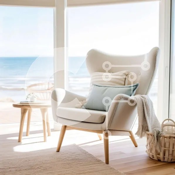 Intra Συλλεκτικό Ξύλινο Παζλ Plywood  4mm - Κομψό σαλόνι με θέα στον Ωκεανό Σε Ξύλινο Κουτί - Διαστάσεις Puzzle: 10x10 cm – 25 κομμάτια