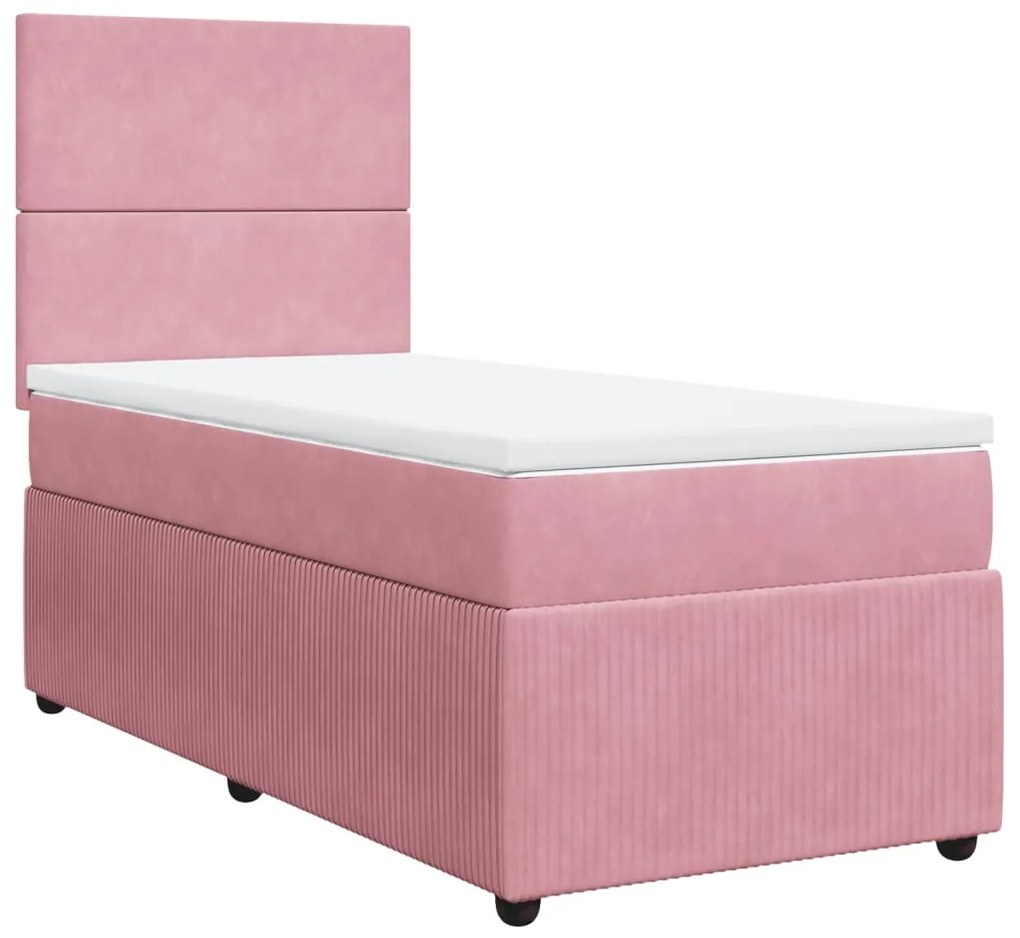 ΚΡΕΒΑΤΙ BOXSPRING ΜΕ ΣΤΡΩΜΑ ΡΟΖ 90X200 ΕΚ. ΒΕΛΟΥΔΙΝΟ 3292237