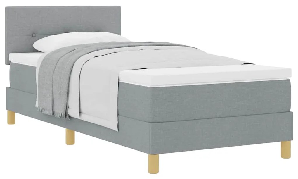 vidaXL Κρεβάτι box spring με στρώμα Ανοιχτό γκρι 90 x 200 cm ύφασμα