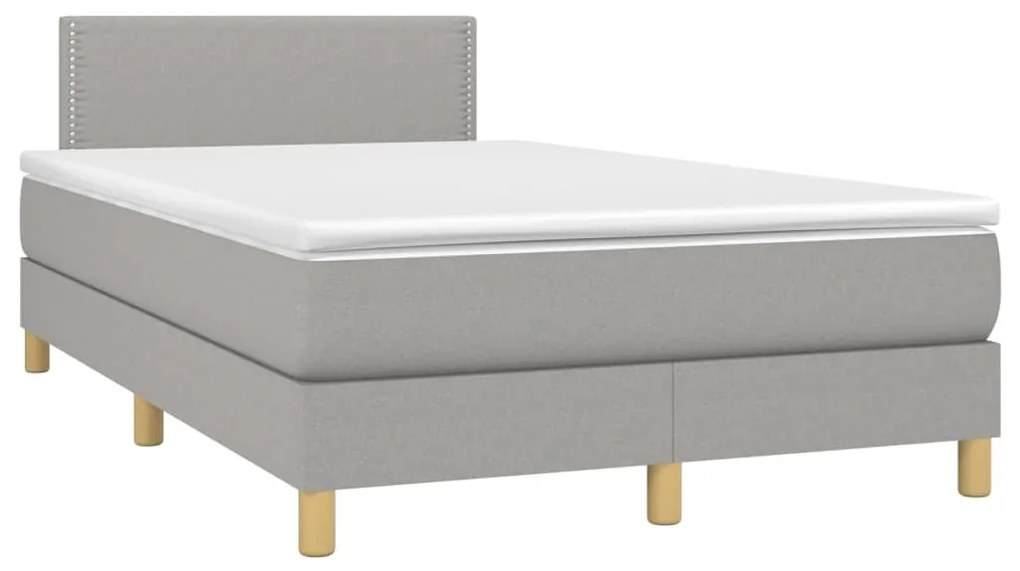 vidaXL Κρεβάτι Boxspring με Στρώμα Ανοιχτό Γκρι 120x200 εκ. Υφασμάτινο