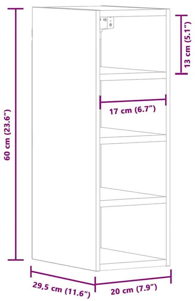 ΚΡΕΜΑΣΤΟ ΝΤΟΥΛΑΠΙ ΚΑΠΝΙΣΤΗ ΔΡΥΣ 20X29,5X60 CM ΞΥΛΟ ΜΗΧΑΝΗΣ 854161