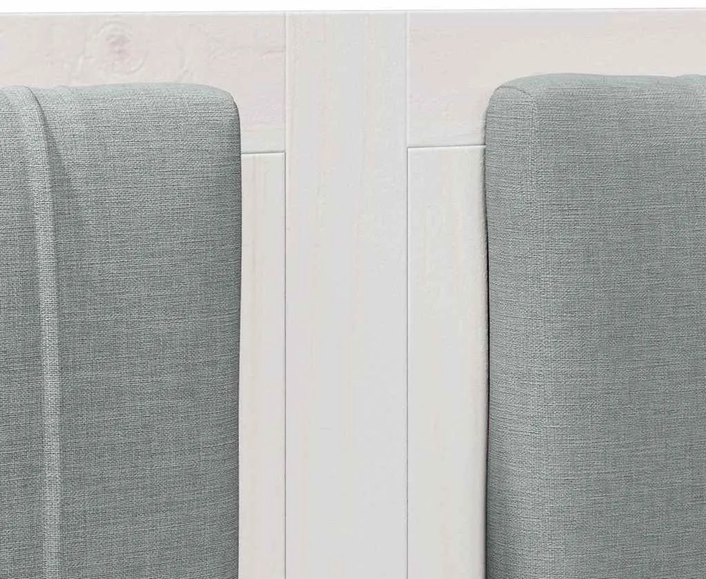 vidaXL Ταπετσαρισμένο κεφαλάρι Λευκό 120 cm Στερεά ξυλεία πεύκου