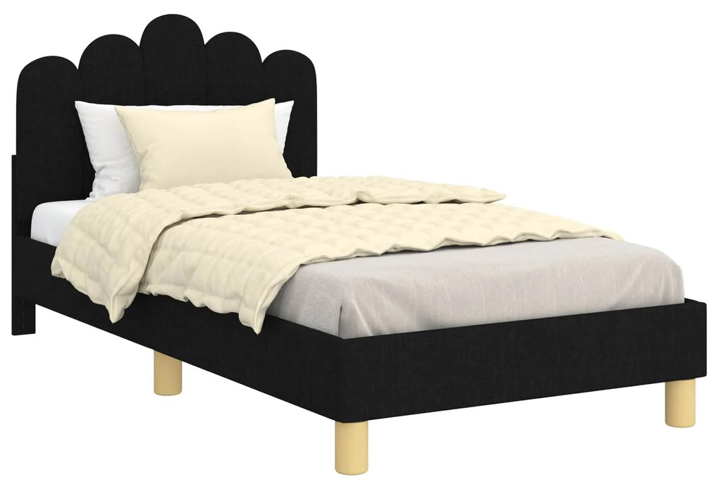 vidaXL Κρεβάτι Παιδικής Κρεβατοκάμαρας με Κεφαλάκι Μαύρο 80 x 160 cm