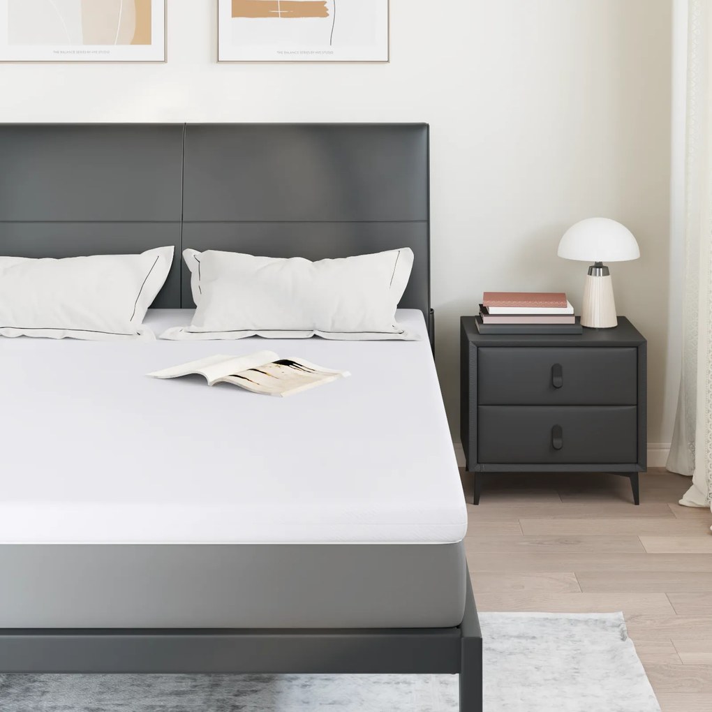 vidaXL Στρώματα Λευκό 160 x 200 cm 100% ύφασμα πολυεστέρα με τζακάρ