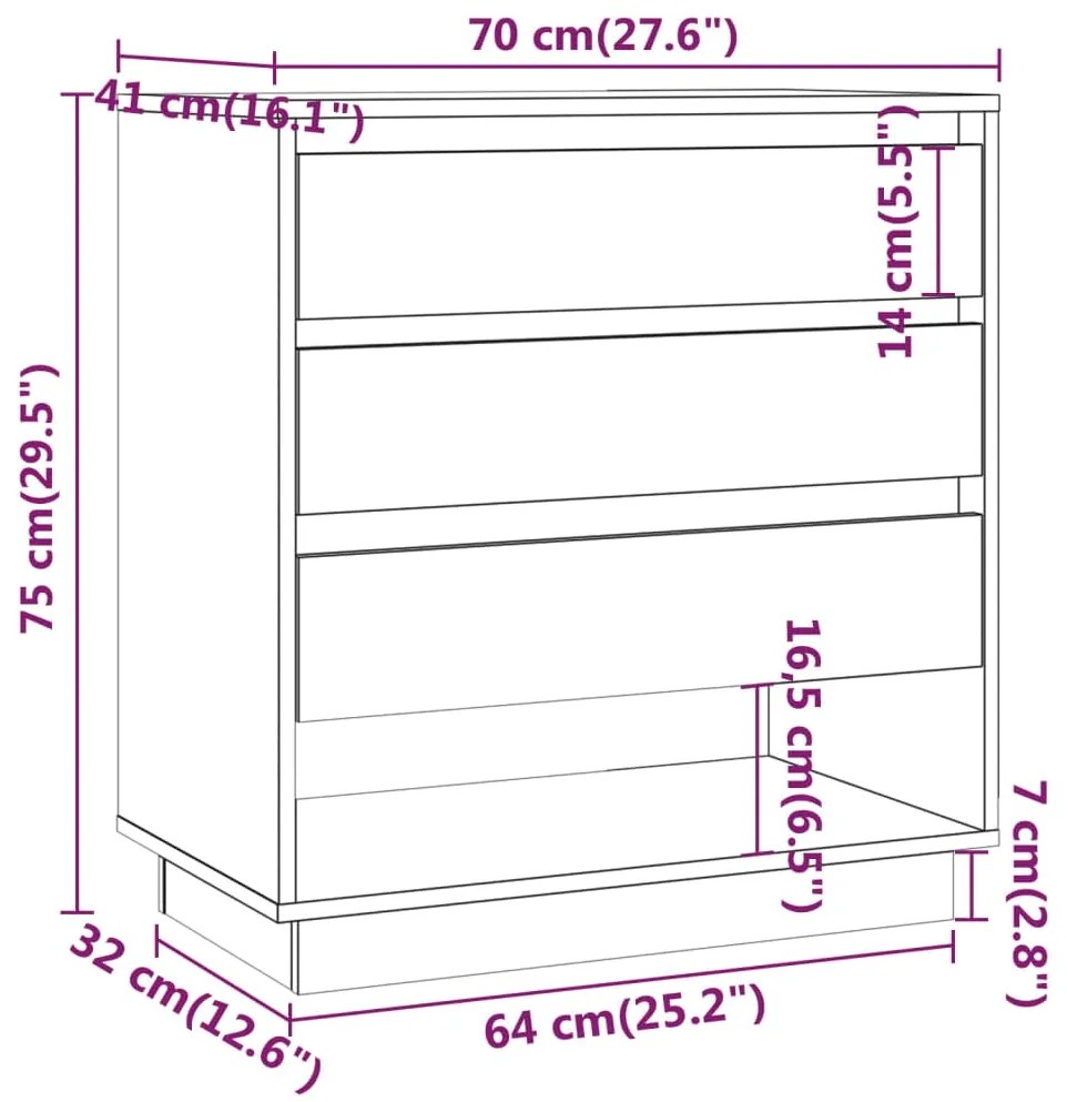 Μπουφές Καπνιστή Δρυς 70x41x75 εκ. από Επεξεργασμένο Ξύλο - Καφέ