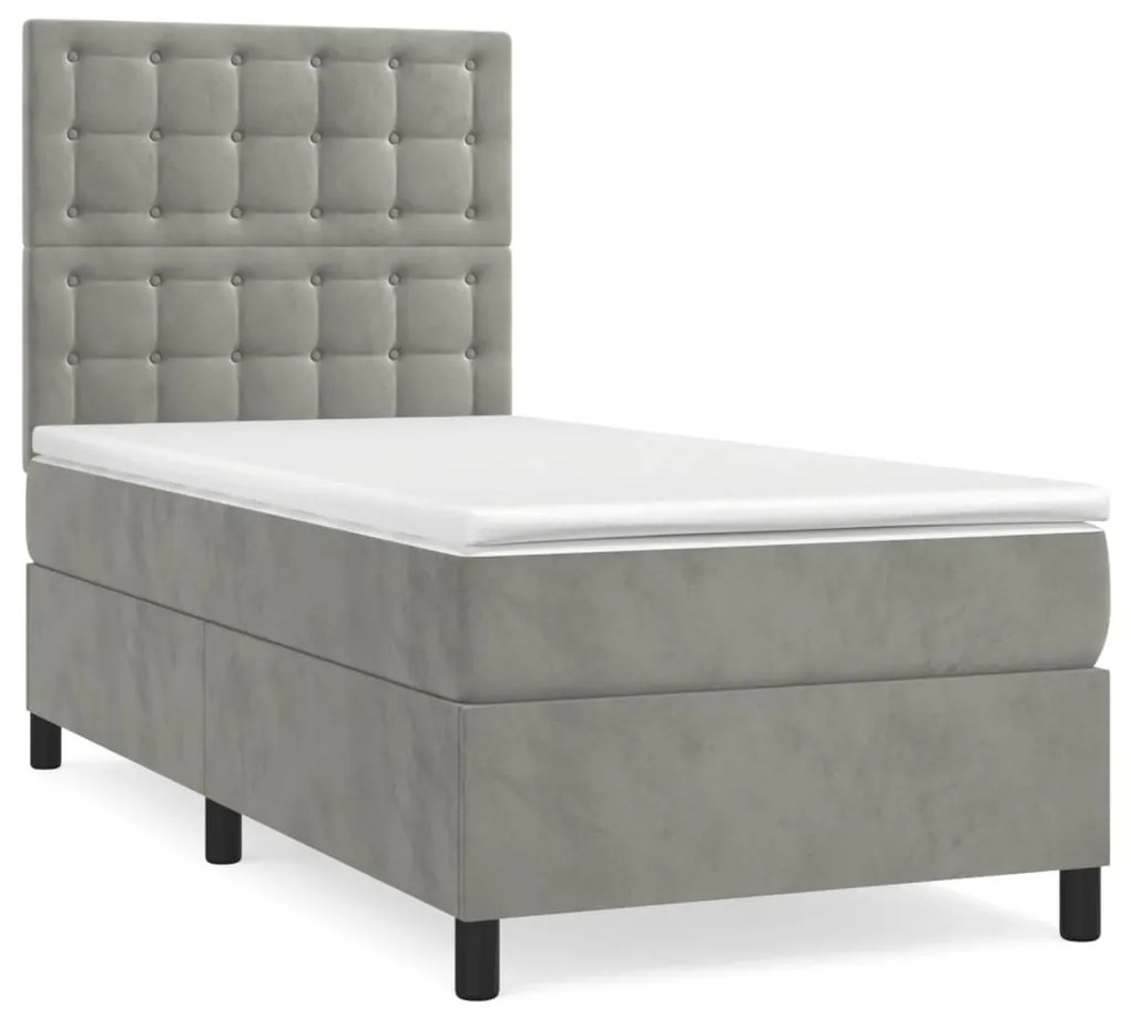 ΚΡΕΒΑΤΙ BOXSPRING ΜΕ ΣΤΡΩΜΑ ΑΝΟΙΧΤΟ ΓΚΡΙ 90X190 ΕΚ. ΒΕΛΟΥΔΙΝΟ 3143235