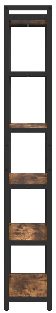 vidaXL Βιβλιοθήκη Καπνιστή δρυς 60 x 30 x 188 εκ MDF και Χάλυβας