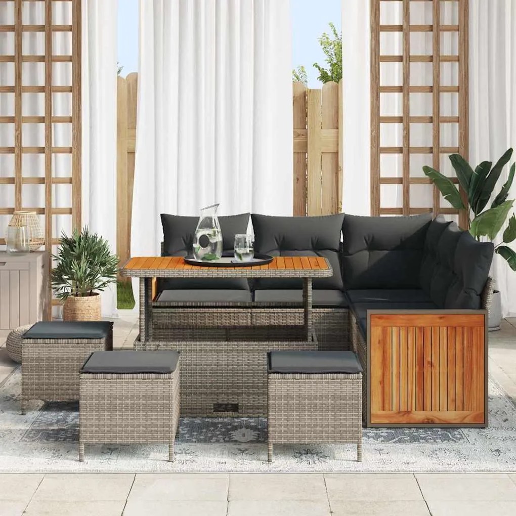 vidaXL Σετ Καναπέ Κήπου με μαξιλάρι 9 pcs Γκρι 110 x 55 x 71 εκ