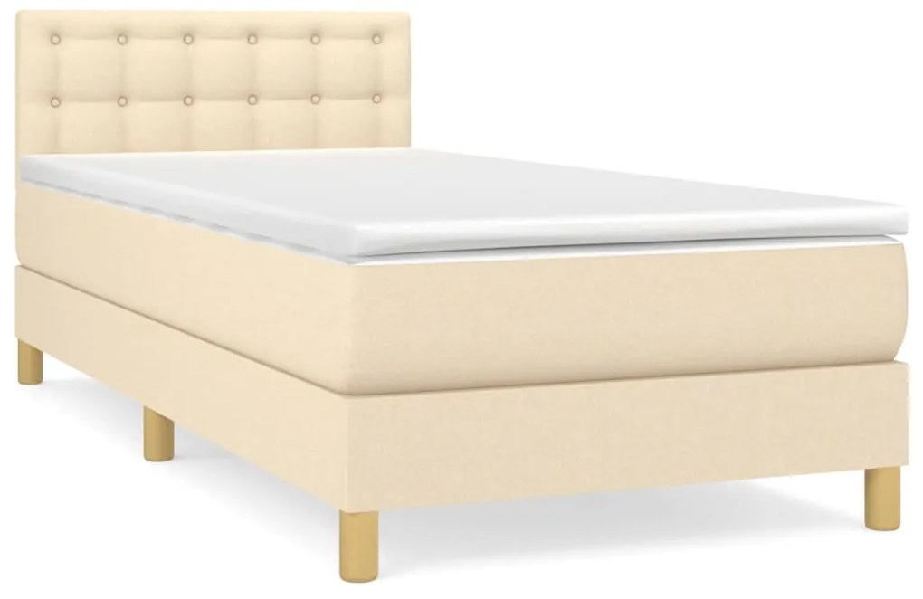 ΚΡΕΒΑΤΙ BOXSPRING ΜΕ ΣΤΡΩΜΑ ΚΡΕΜ 90X190 ΕΚ.ΥΦΑΣΜΑΤΙΝΟ 3140902