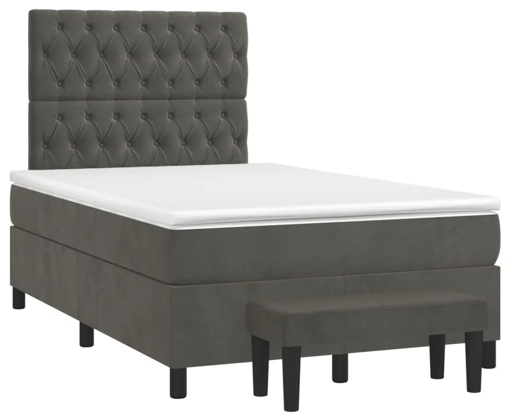 ΚΡΕΒΑΤΙ BOXSPRING ΜΕ ΣΤΡΩΜΑ ΣΚΟΥΡΟ ΓΚΡΙ 120X200 ΕΚ. ΒΕΛΟΥΔΙΝΟ 3138014