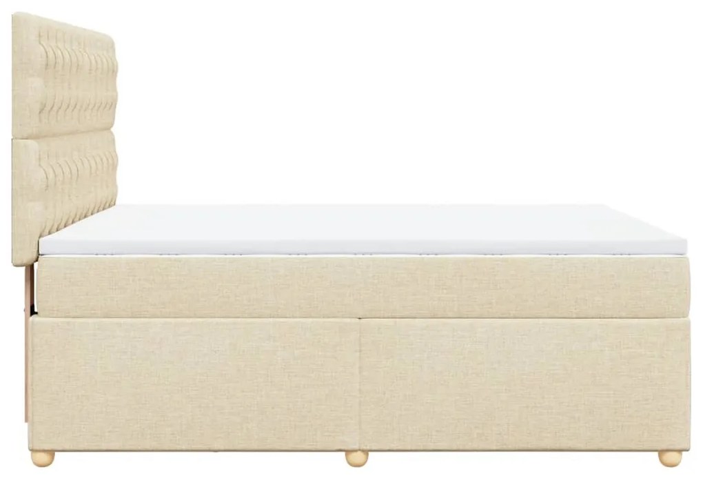 vidaXL Κρεβάτι Boxspring με Στρώμα Κρεμ 140x190 εκ. Υφασμάτινο