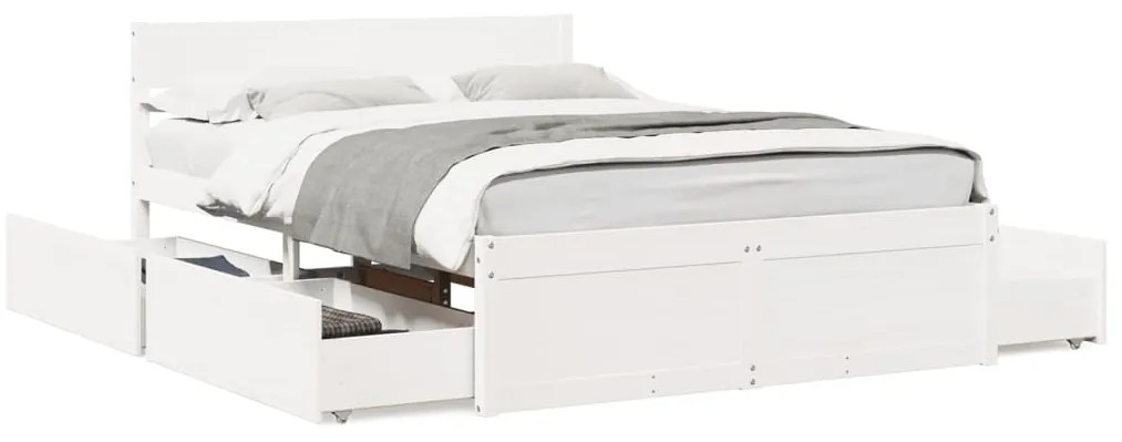 vidaXL Σκελετός Κρεβ. Χωρίς Στρώμα Λευκό 135x190 εκ Μασίφ Πεύκο