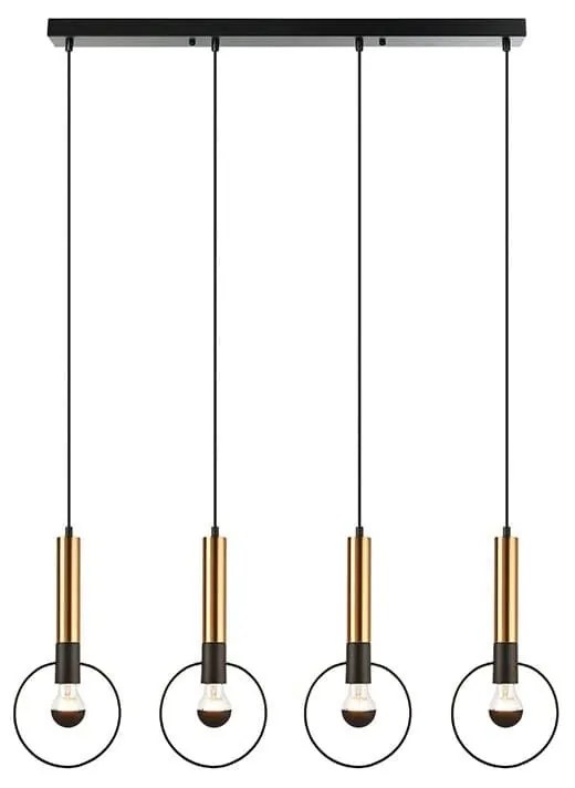 Φωτιστικό Οροφής - Ράγα HL39974P94BB 4ΧΕ27 93X18ΧΗ116 Brass-Black Aca Decor Metal