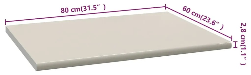 vidaXL Πάγκος Κουζίνας Κρεμ 80 x 60 x 2,8 εκ. από Μοριοσανίδα