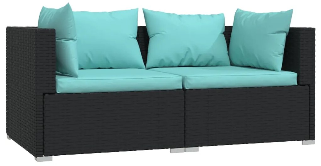 vidaXL Σαλόνι Κήπου 3 Τεμαχίων Μαύρο Συνθετικό Ρατάν με Μαξιλάρια