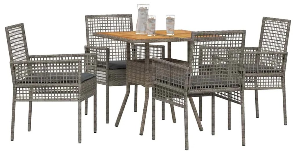 vidaXL Σέτ φαγητού για κήπο 5 pcs Γκρι συνθετικό ρατάν