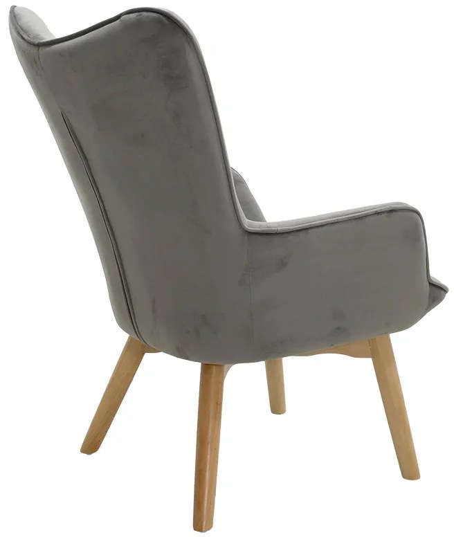 Πολυθρόνα Kido pakoworld βελούδο χρώμα ασημί-γκρι