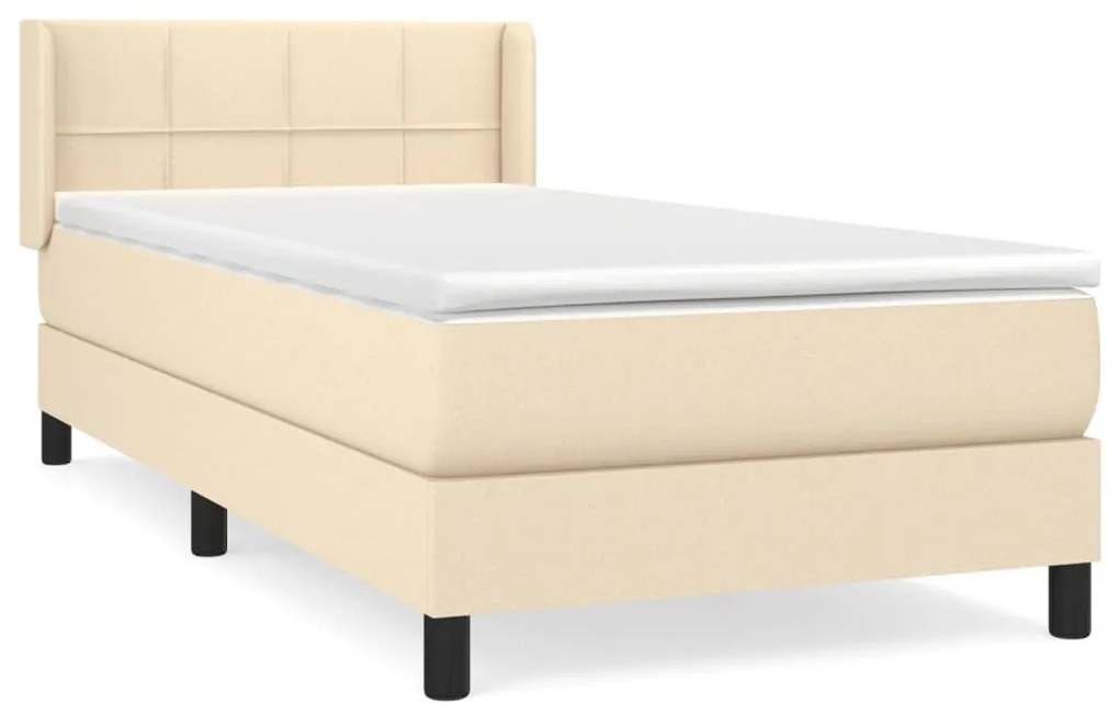 Κρεβάτι Boxspring με Στρώμα Κρεμ 90x190 εκ.Υφασμάτινο - Κρεμ