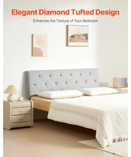 VEVOR Headboard for Full Size Bed with Adjustable Height Sponge &amp; Fabric Grey