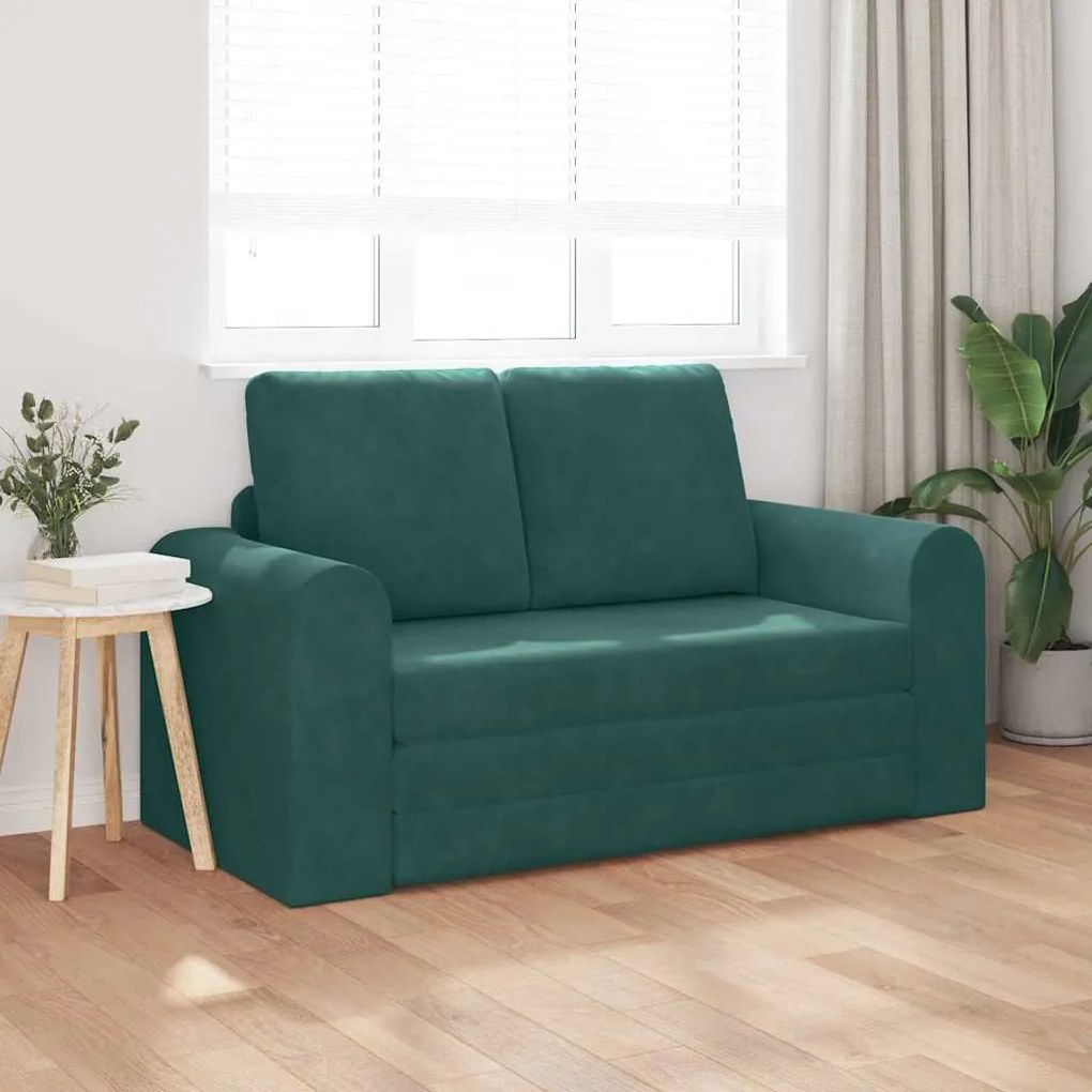 vidaXL Κρεβάτι καναπές Σκούρο πράσινο 148 x 71 x 83 εκ. Βελούδο
