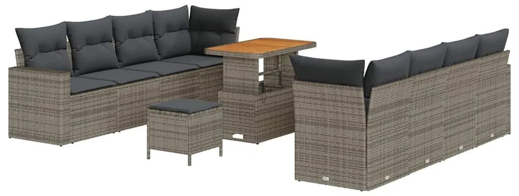 vidaXL Σετ Καναπέ Κήπου με μαξιλάρι με αποθήκευση 11 pcs Γκρι