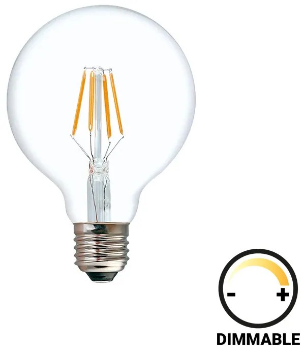 Λαμπτήρας LED G80 Bulb pakoworld dimmable 8W E27 clear - 342-000075