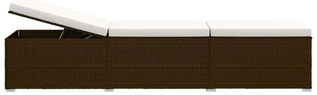 vidaXL Ξαπλώστρα Καφέ από Συνθετικό Ρατάν με Μαξιλάρι &amp; Τραπεζάκι