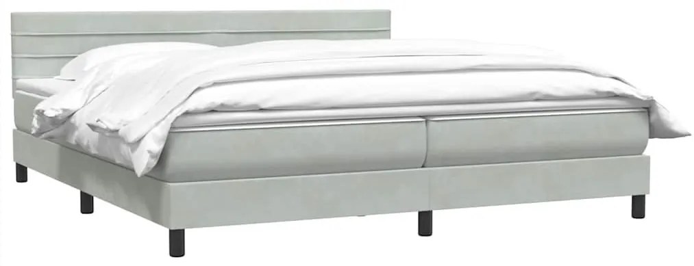 Κρεβάτι Boxspring με Στρώμα Ανοιχτό Γκρι 180x210 εκ. Βελούδινο - Γκρι