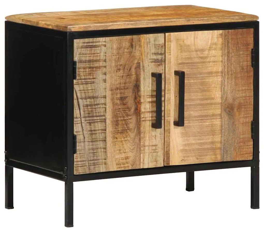 vidaXL Κομοδίνο Καφέ και Μαύρο 50 x 30 x 45 εκ Στερεό ξύλο μάνγκο