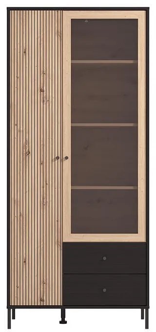 Βιτρίνα Correze 2K2F VS1 Μαύρος Δρύς - Artisan Oak 87x40x195 εκ. 87x40x195 εκ.