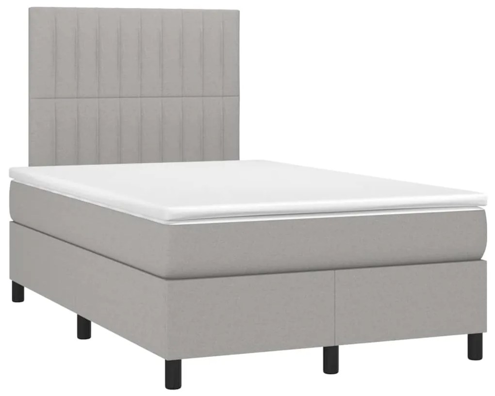 vidaXL Κρεβάτι Boxspring με Στρώμα & LED Αν.Γκρι 120x200 εκ Υφασμάτινο