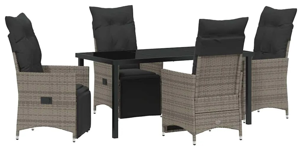 vidaXL Σέτ φαγητού για κήπο με μαξιλάρι 5 pcs Γκρι συνθετικό ρατάν